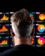 Fototapete - AI-Powered Performance Analytics Immersive Data Visualization for Next-Gen Business Intelligence and Strategic Operational Monitoring in High-Intensity Professional Environments