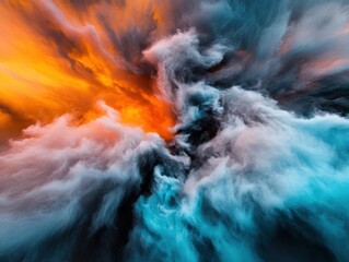 Aufkleber - Apocalyptic Climate Crisis Visualization Immersive Extreme Weather Turbulence for Environmental Awareness and Meteorological Innovation