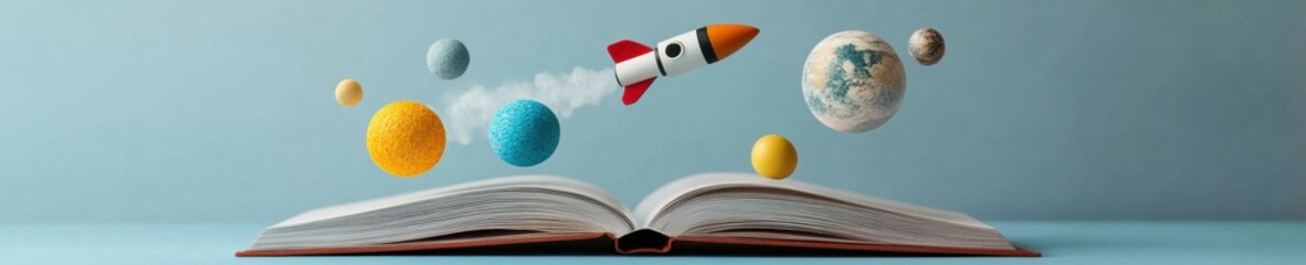 Fototapete - Cosmic Learning Odyssey Immersive Educational Visualization of Imagination and Knowledge Launching Through Augmented Reality Storytelling