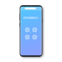 Wall Mural - realistic smartphone with transparent browser window. front display phone view. window internet brow