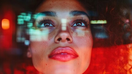 Poster - Cyberpunk Emotion Gen Z Digital Consciousness Visualization with Neon Reflection - Immersive Tech Experience in Future-Forward Visual Narrative