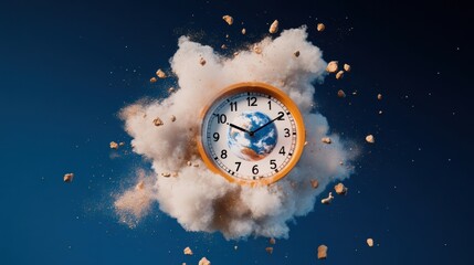 Leinwandbilder - Temporal Horizons Surreal Earth Clock Visualizing Global Time Dynamics - Innovative Climate Change Visualization for Future-Forward Marketing and Digital Storytelling