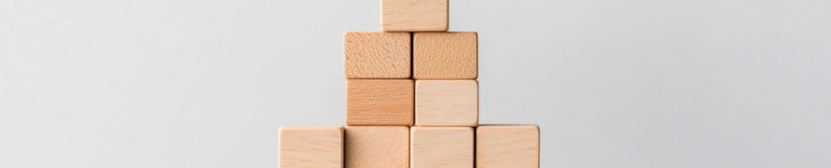 Fototapete - Minimalist Brand Architecture Strategic Wooden Block Composition Visualizing Entrepreneurial Growth and Corporate Identity Design