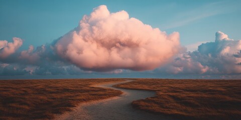 Poster - Resilient Pathways Minimalist Landscape Visualization of Strategic Navigation through Ethereal Cloud Environments - Adaptive Leadership and Future-Focused Performance Metaphor