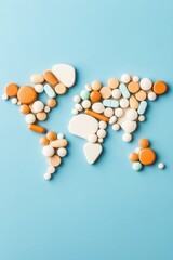 Fototapete - Global Wellness Cartography Minimalist Vitamin Map Visualization for International Health Branding - Innovative Nutritional Science and Digital Marketing Concept