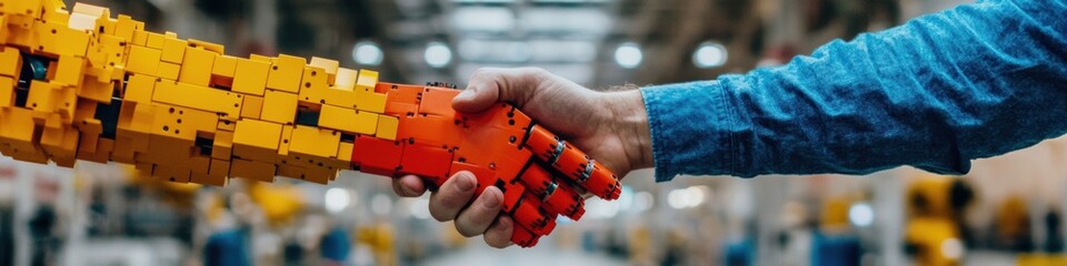 Fototapete - Augmented Workforce Synergy Next-Gen Human-AI Collaboration in Smart Manufacturing - Technological Innovation and Adaptive Industrial Partnership