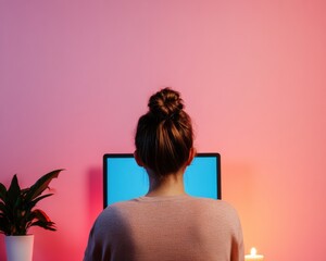 Poster - Mindful Digital Workspace Millennial Remote Work Aesthetic with Wellness-Inspired Home Office Design for Balanced Productivity and Creative Flow