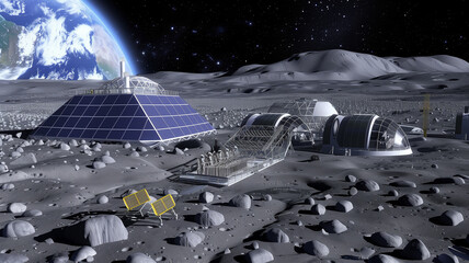Poster - This Advanced technology operates at a lunar site for asteroid regolith excavation and processing.