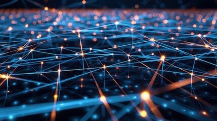 Futuristic computer network concept with glowing lines.