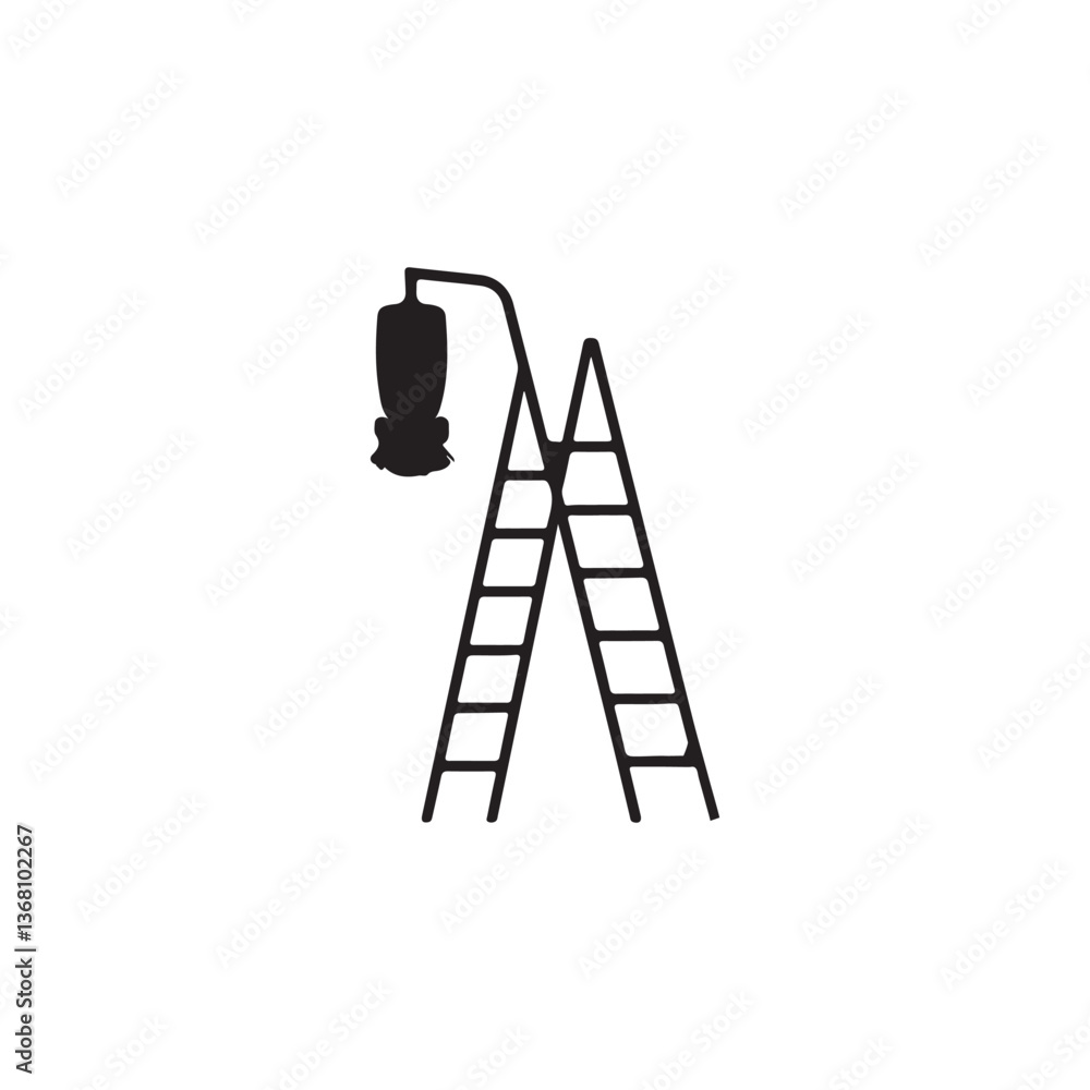 Illustration of a ladder used for high-level maintenance..A simple ...