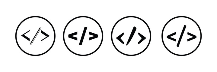 Code icon. Code html signs. Program coding icons. Coding sign. Stock vector illustration.