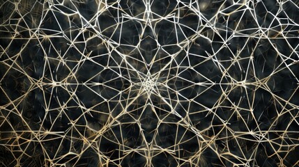 Abstract network pattern with symmetrical interconnected nodes.