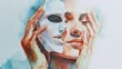 © Anton - National Honesty Day. Watercolor illustration of a person removing a paper mask, revealing true self, emotional vulnerability