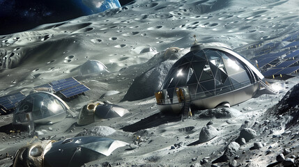 Poster - This Excavation activities take place at a lunar base focusing on asteroid regolith refinement.