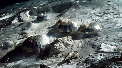 Poster - This Asteroid regolith is mined and refined at a lunar facility in a futuristic operation.