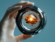 © Stock Methods - Close-Up of a Hand Holding Transparent Brain Technology Conceptual Image