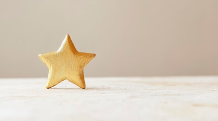 Poster - Gold star on beige background.