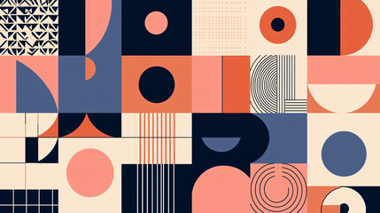 Wall Mural - a captivating pattern with geometric shapes in a colorful arrangement that creates a dynamic and eng