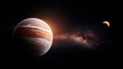 Wall Mural - Cosmic exploration of jupiter and its moon space environment celestial viewpoint universe wonder