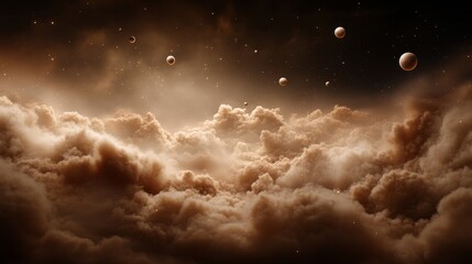 Wall Mural - Cosmic journey through the universe exploring planets in the sky space clouds and celestial phenomena