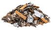 © Sasinipha - Garbage pile, trash pile of old clothes, pile of old wood scraps on transparent background.
