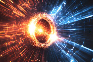 Wall Mural - high-energy collider simulation visualizing higgs boson interaction
