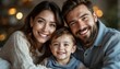 © Harfia - Happy Family Smiling Together Portrait with Cozy Holiday Lights Background