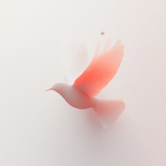 Poster - Delicate Dove in Flight: A Soft and Ethereal 3D Rendering of Freedom and Peace with Light Pink Accents