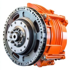 Fototapete - High-Precision Orange Industrial Motor Assembly: A Detailed View of Engineering Excellence and Machining.