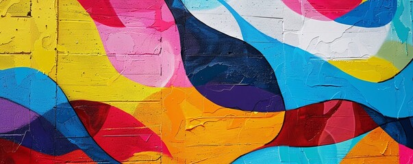 Aufkleber - Vibrant abstract graffiti art displayed on a brick wall background
