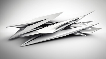 Wall Mural - white object casting a shadow on a surface showcasing angular -edged shapes and soft flowing curves 