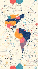 Aufkleber - Network connecting american continents representing global communication and data exchange