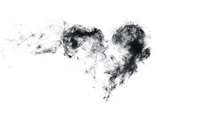 Wall Mural - heart shape made with smoke and ink art on black background, cut out transparent