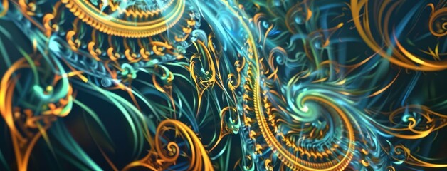 Mystical 3D fractal three dimensional surreal abstract illustration modern artistic colourful dynamic fantasy geometry graphic flames.
