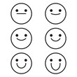 © Сергей Полякевич - Smiley face icons. Minimal black outlines. Abstract happy expressions. Vector modern symbols.