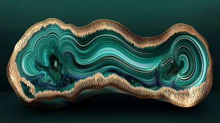 Wall Mural - mesmerizing deep emerald and gold fractals skillfully interwoven to create a stunning and vibrant vi