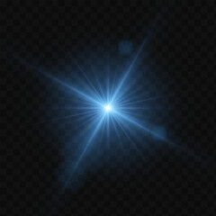 Poster - Vector blue light png. Blue flash of light. Glare from light.