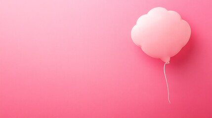 Poster - Pink thought bubble balloon floating on pink background with copy space
