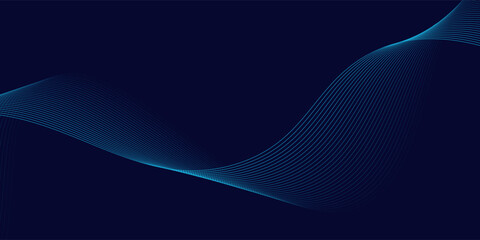 Wall Mural - abstract glowing wave lines on dark blue background. dynamic wave pattern. modern flowing wavy lines