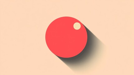 Aufkleber - Red sphere casting long shadow on peach background