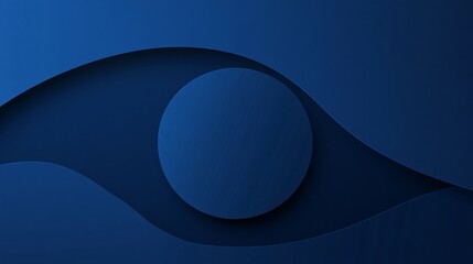 Aufkleber - Abstract blue background with wavy shapes framing a circle