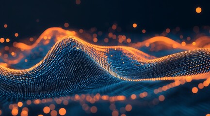 Digital background featuring digital code and binary numbers on a dark blue background