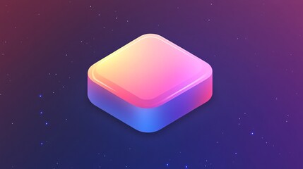 Leinwandbilder - Rounded square button floating in space with colorful gradient background