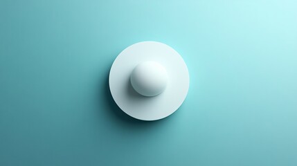Aufkleber - White sphere resting on disc against minimalist teal backdrop