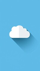 Poster - White cloud computing icon casting long shadow on blue background