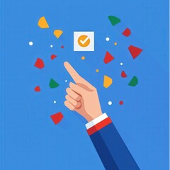 Wall Mural - floating virtual ballot verified with a biometric seal