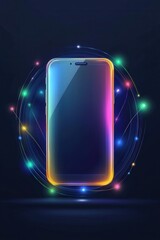 Wall Mural - holographic phone icon surrounded by privacy shield