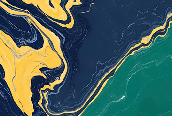 Wall Mural - Dynamic Surface Art with Vibrant Blue and Gold