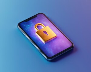 Wall Mural - phone displaying locked cryptocurrency wallet