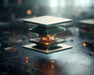 Poster - Abstract floating cube layered structure design